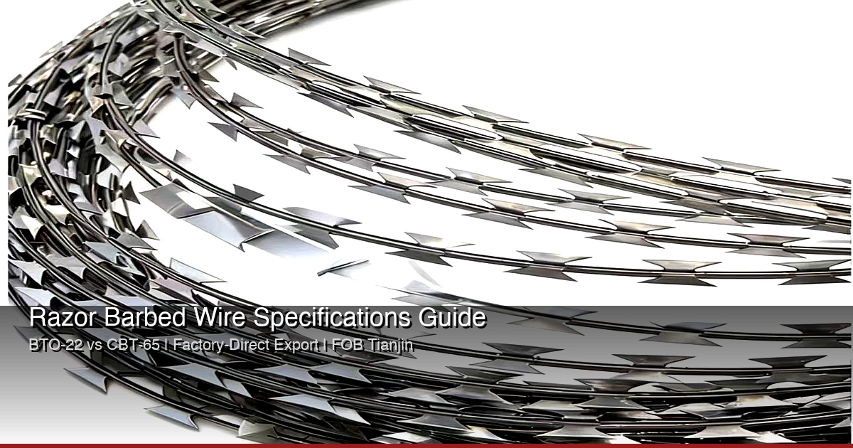 Razor Barbed Wire Specifications Guide: BTO-22 vs CBT-65, Factory-Direct Export Standards